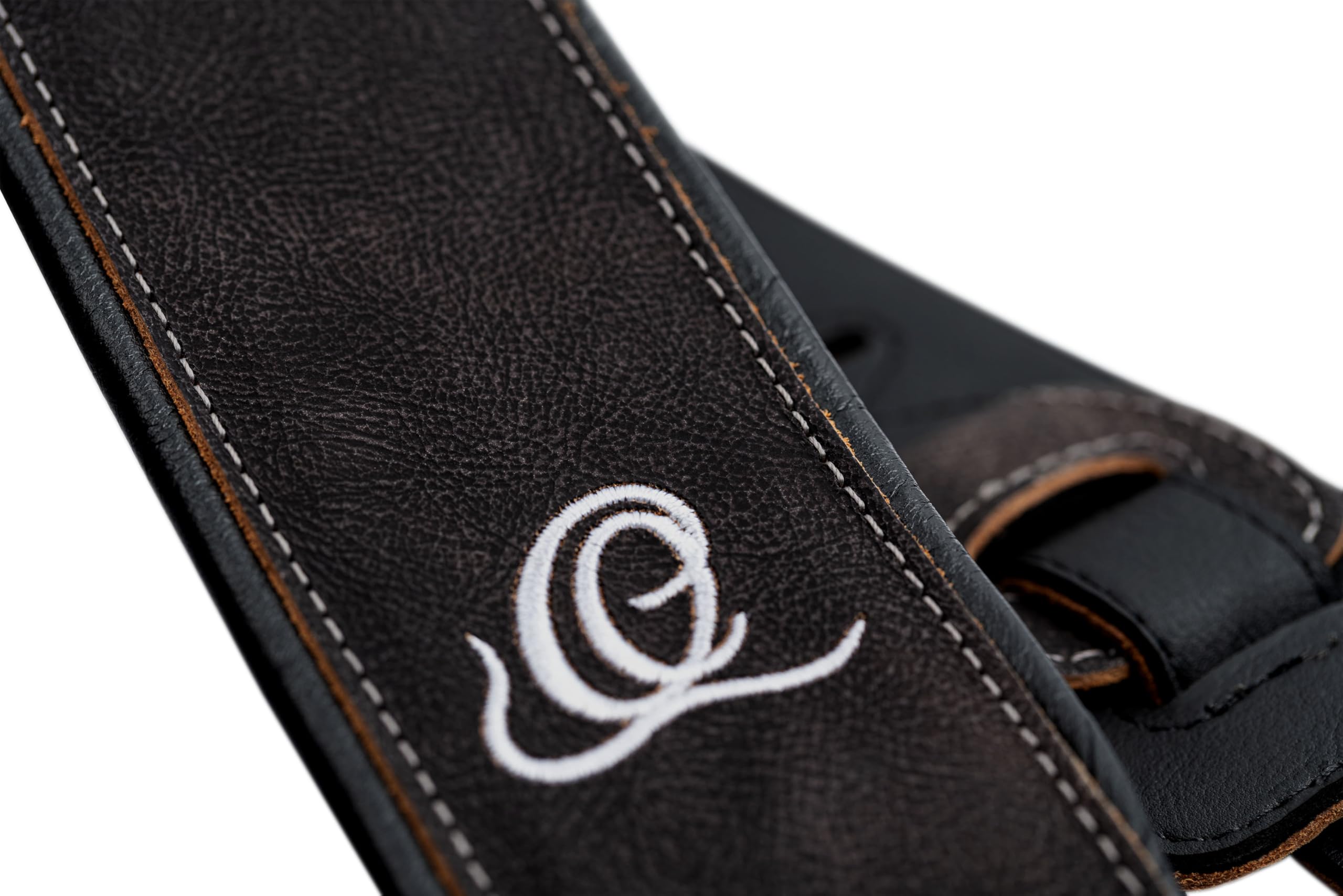 Ortega Guitars Tracolla per Chitarra Regolabile – Chitarra Acustica / Elettrica, Basso Acustico / Elettrico – Classic Series – Vera Pelle, Roman Marble (OSCL-1)