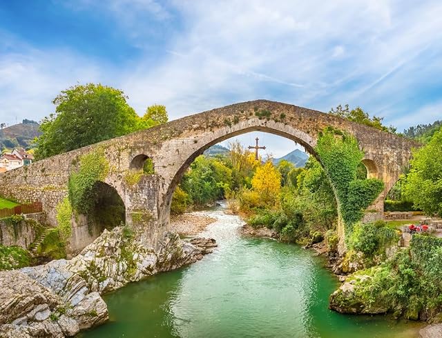 Foto 2 de 3 de Lais Puzzle Puente Romano Jorobado sobre el río Sella en Cangas de Onis, Asturias, España 1000 Piezas