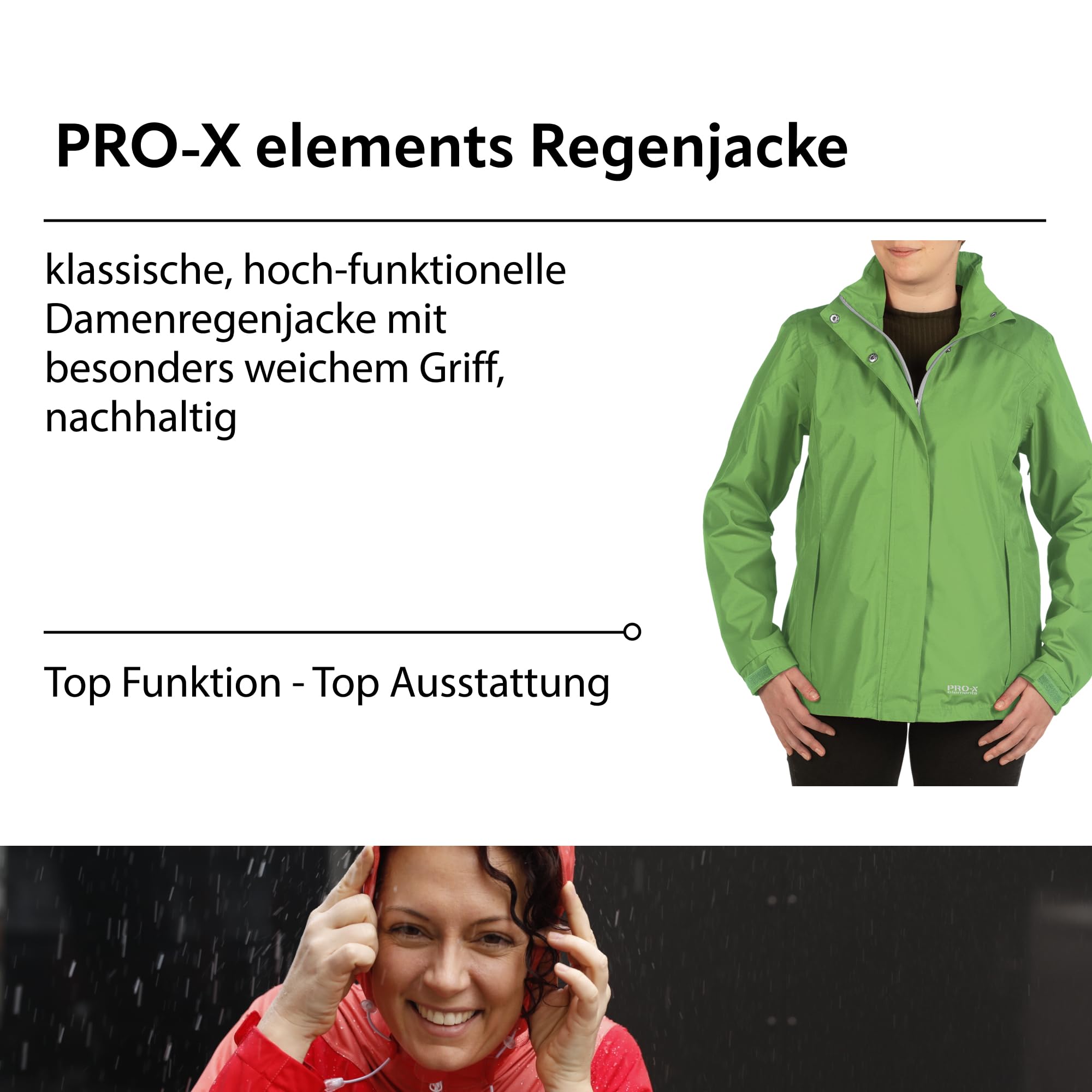 PRO-X elements Damenjacke CARRIE I Damen Regenjacke mit verschweißten Nähten, Unterarmbelüftung inkl. Packsack I Atmungsaktiv I Wasser- & winddicht
