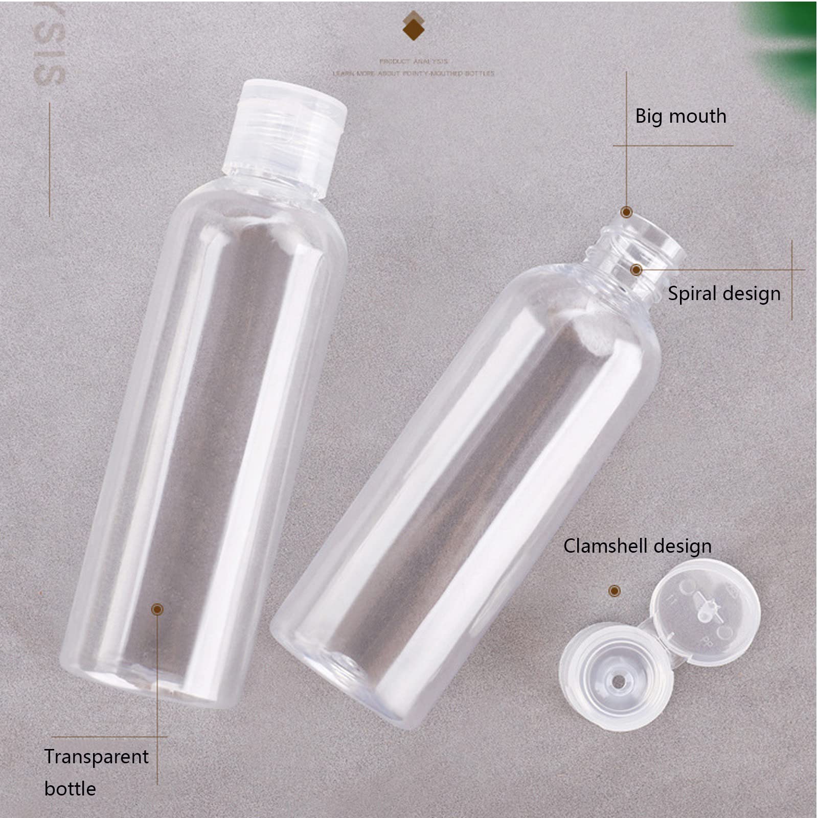 Lot 5 Flacons Voyage Rechargeables 50 Ml Avec Clip Ceinture – Bouteilles Plastique Anti-Fuite + Entonnoirs, Idéal Pour Shampoing, Gel Douche, Désinfectant