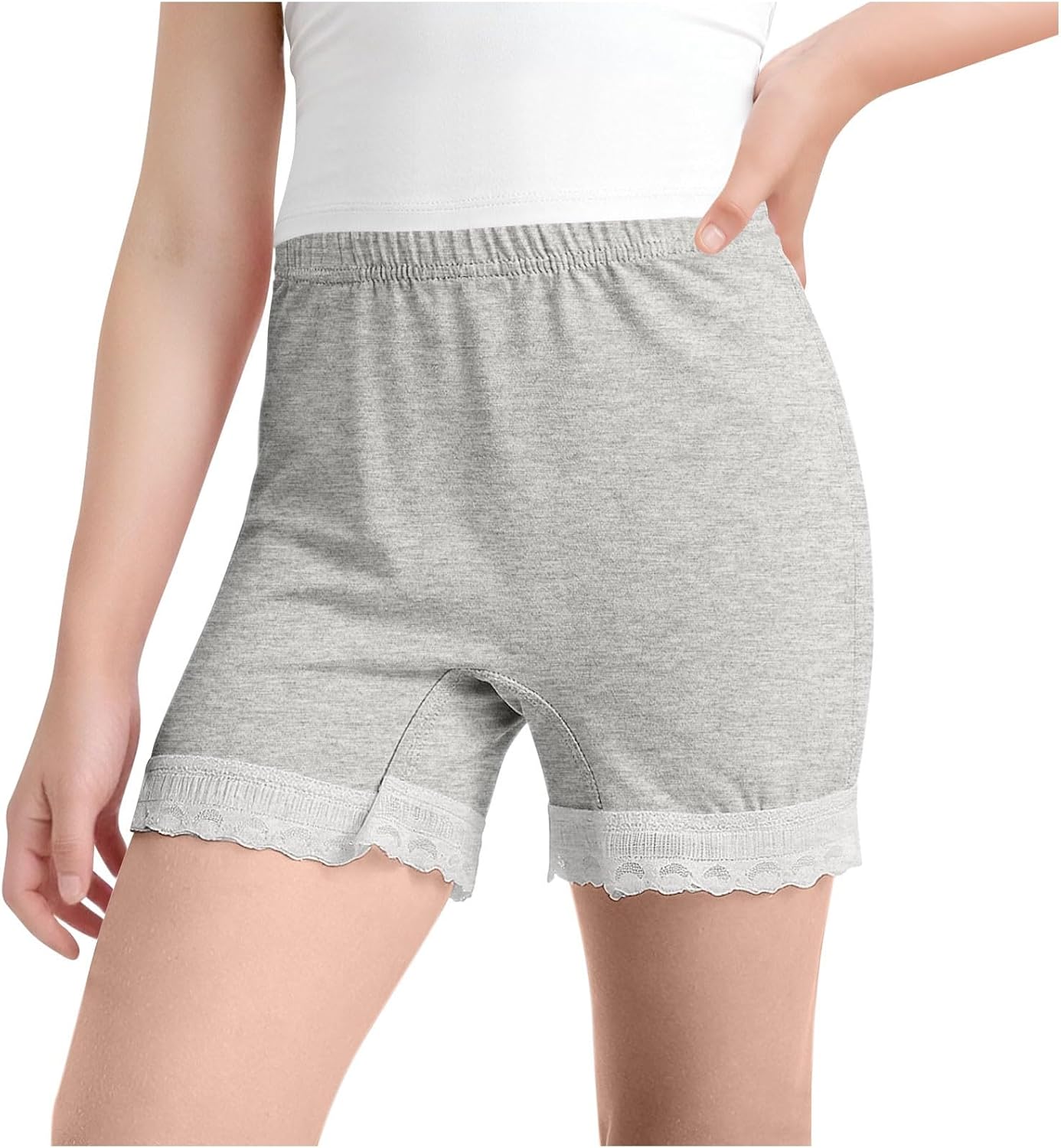 Toddler Girl Shorts Ribbed Girl Bike Shorts Solid Lace Trim Summer Pull On Soft Dance Athletic Under Dress Pants