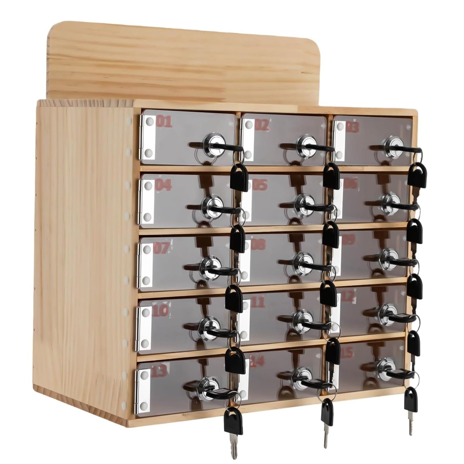 Casier de téléphone en acrylique avec serrure et clés – Armoire de rangement sécurisée pour bureau, salle de classe, laboratoire – 9/15/20/25/30 emplacements (32 x 19 x 28 cm)
