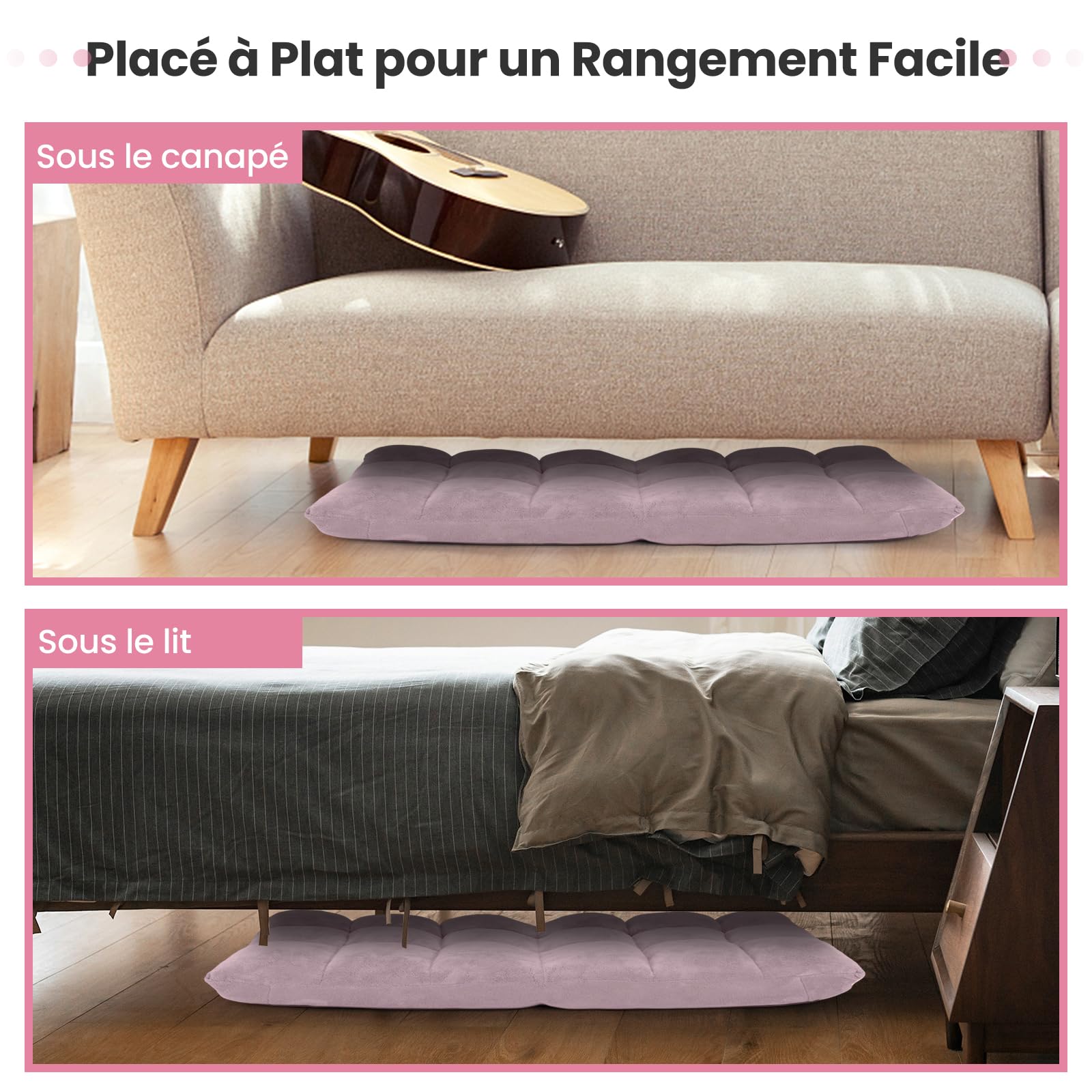 COSTWAY Canapé Paresseux Chaise de Sol, Fauteuil Convertible en Polaire Corail Dossier Réglable 14 Positions, Chaise de Méditation/Jeux Vidéo, pour Coin Lecture, Salon, Enfant/Adulte, Rose Clair