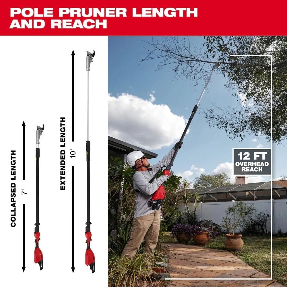 3008-20 Cordless Power Pruning Shears for Milwaukee M18 18V Brushless Telescoping Pole Pruning Shears - Bare Tool