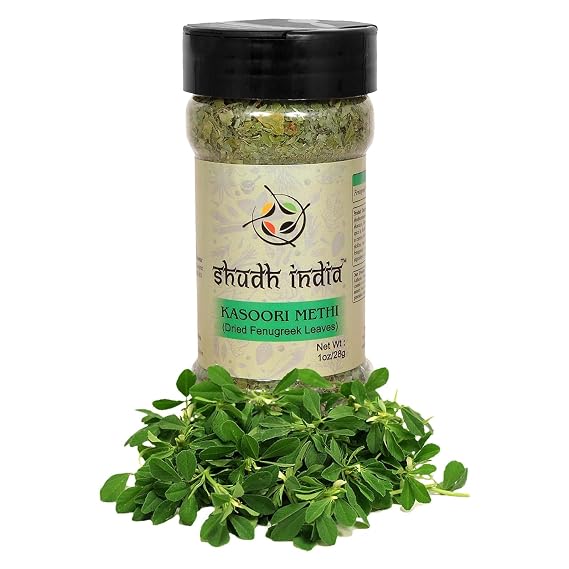 Shudh India Dried Fenugreek Leaves (Kasoori Methi) Ground Spice ~ All Natural | Salt-Free | Vegan | No Colors | Gluten Friendly | NON-GMO | Indian Origin