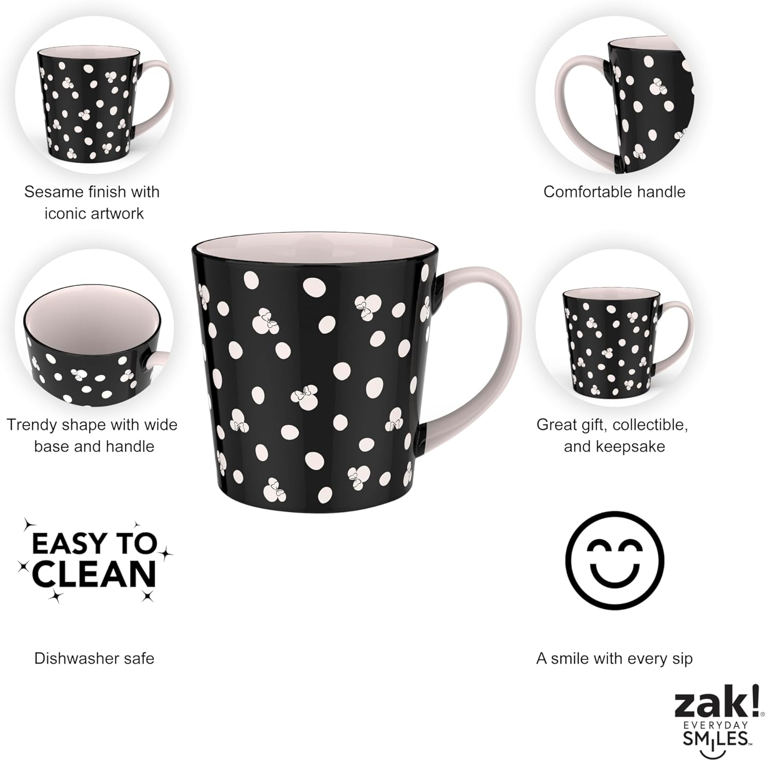 Zak Designs Disney Ceramic Coffee Mug for Hot Drinks at Home, Collectible Keepsake (15 oz, Minnie Mouse) - Image 7