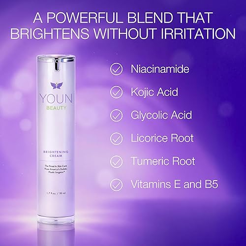 Miniatura 5 de YOUN Beauty Crema Iluminadora con Ácido Kójico, Ácido Glicólico y Extracto de Regaliz, 1.7 fl oz - Crema Sin Hidroquinona para Cara, Cuello y Escote