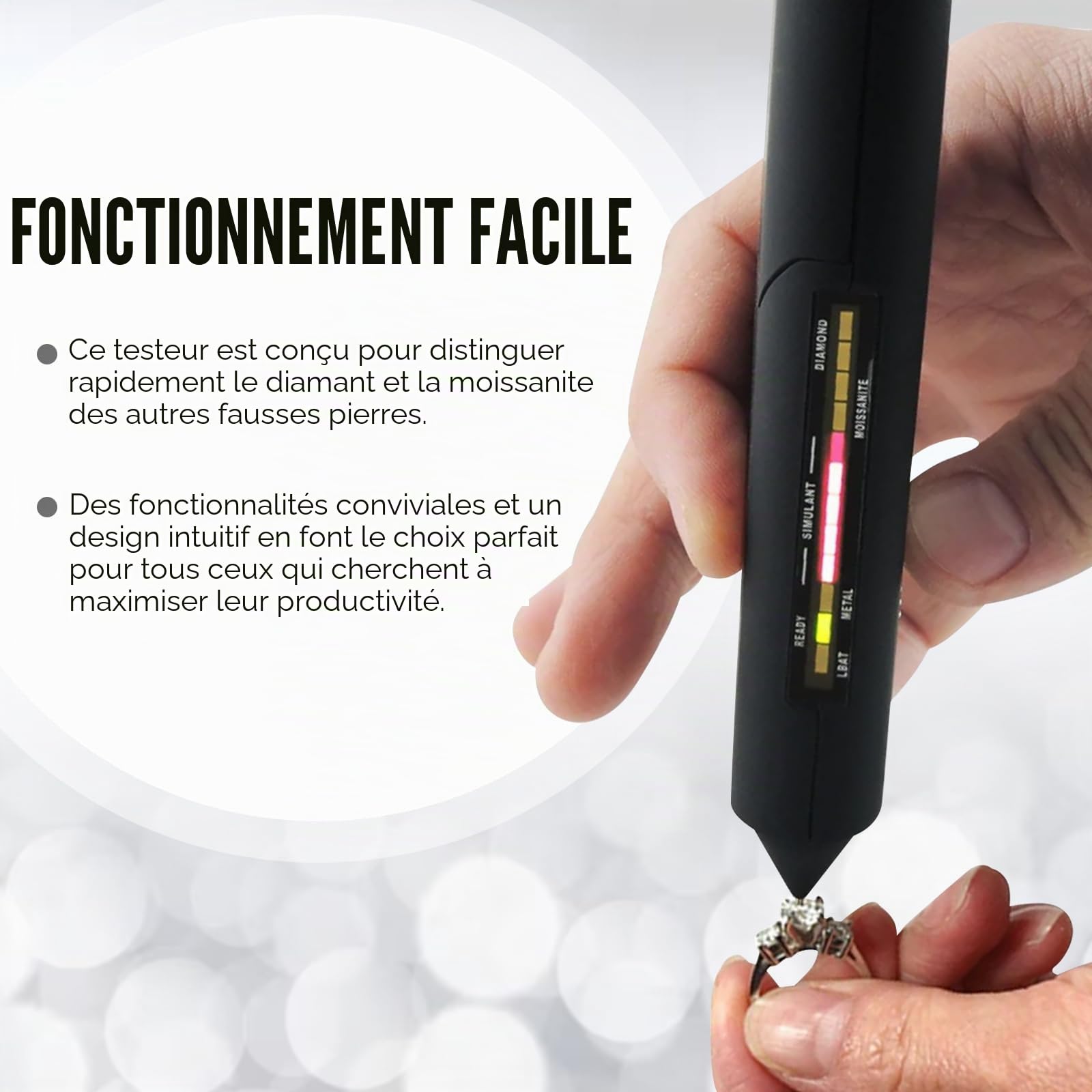 Professional Kit de Testeur de Bijoux à 2 Points - Test Précis de Diamants, Moissanite, Métaux et Pierres Précieuses - Dispositif de Test de Haute Précision pour Bijoutiers Débutants et Experts