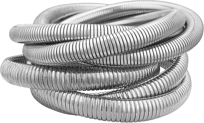 YBMYCM 5PCS Bangles Bracelets for Women Chunky Stretch Bracelet Set Stainless Steel Chain Flexible Wide Wristband Bangle Stackable Layered Bracelets Gift Jewelry