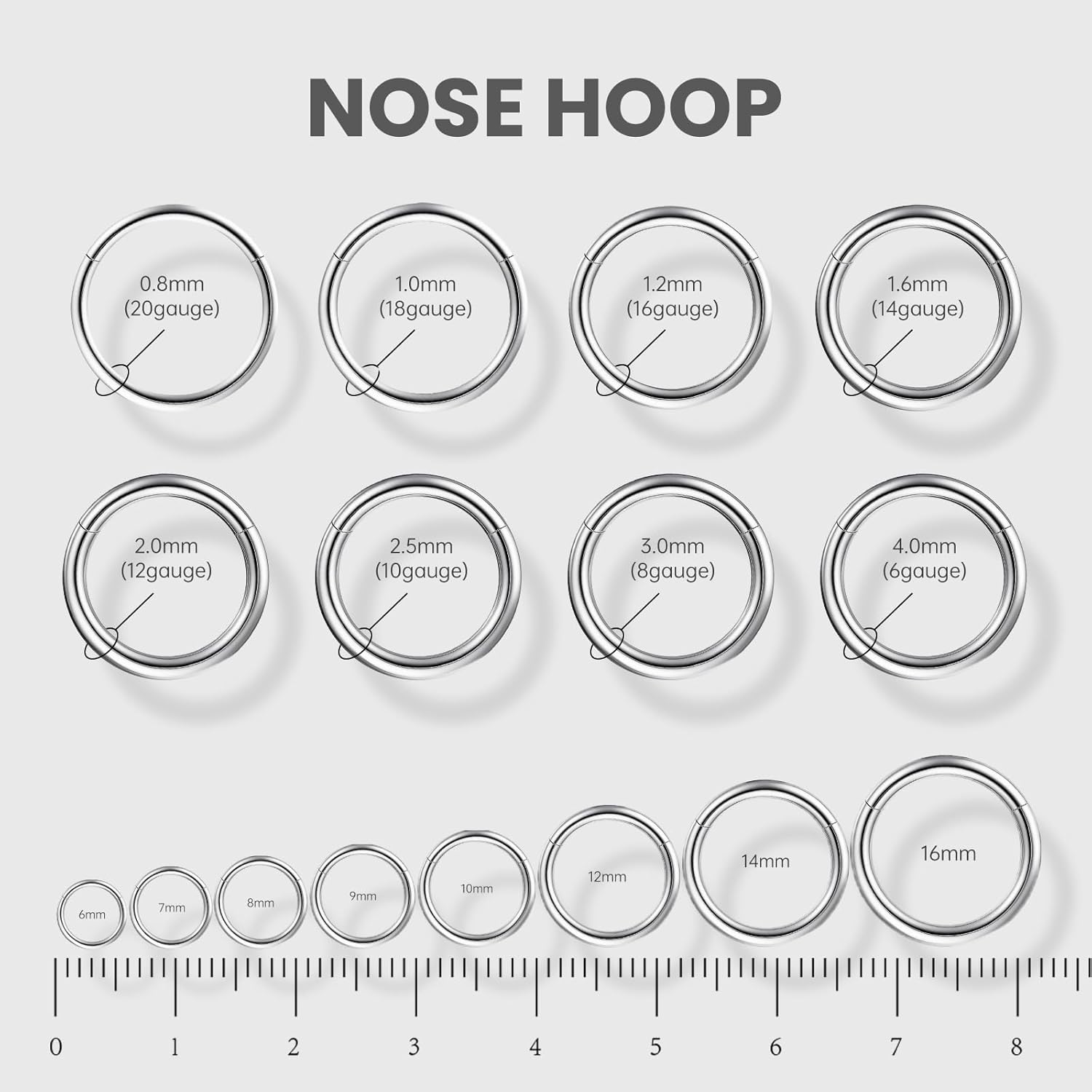 G23 Titanium Hinged Nose Rings Hoop for Women Men - Image 3