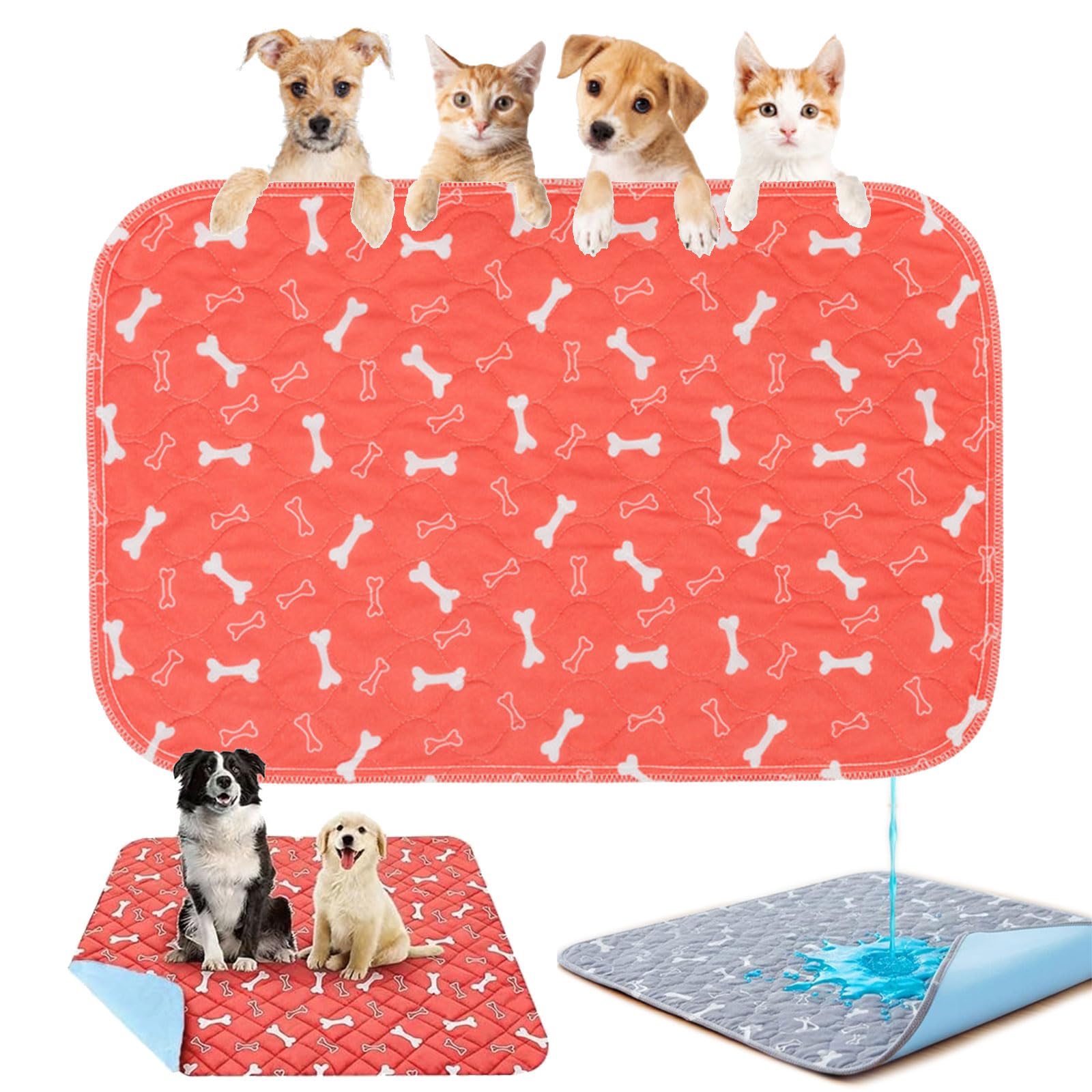 2 Packs Puppy Pad with Pheromones, Washable Puppy Pad Pee Pads for Dogs & Cats, Leak & Odor Proof Reusable, Non-Slip Base for Pet Training, Indoor & Travel Use (Pink,1pack, 40x60cm)