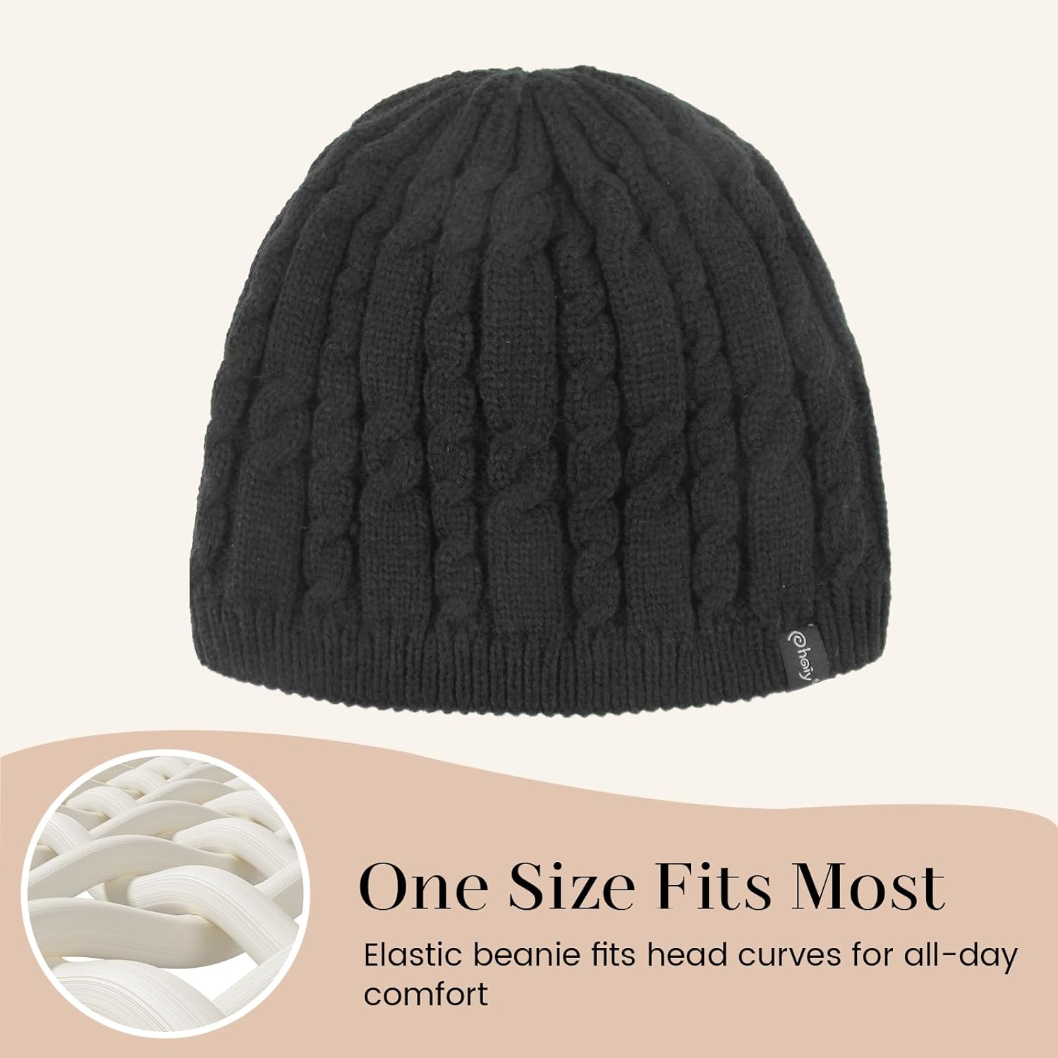 Winter Beanie Hat for Women Men Thick Cable Knit Beanie Velvet Fleece Lined Skull Cap Cuff Beanie - Image 4