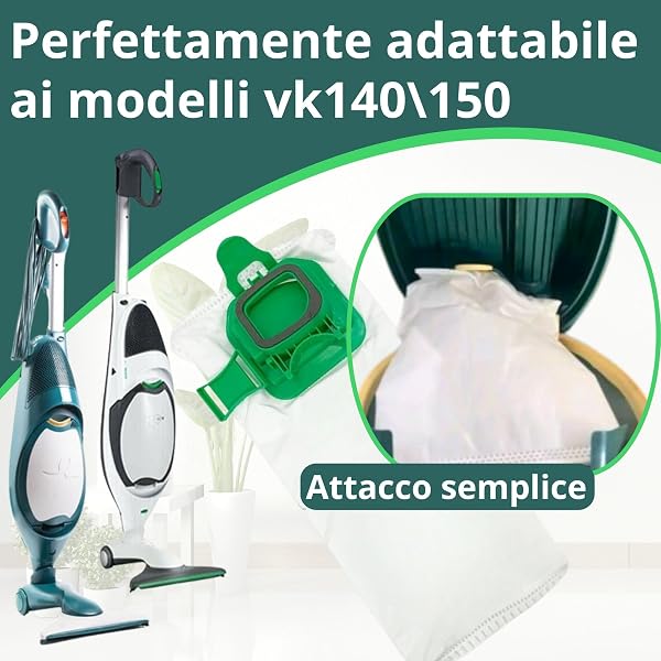 NAMAI - Set di 6 Sacchetti Folletto VK140 e VK150, Ricambi Compatibili, Microfibra Resistente, Antibatterici, Ricambi Folletto (6 Sacchetti) - 2