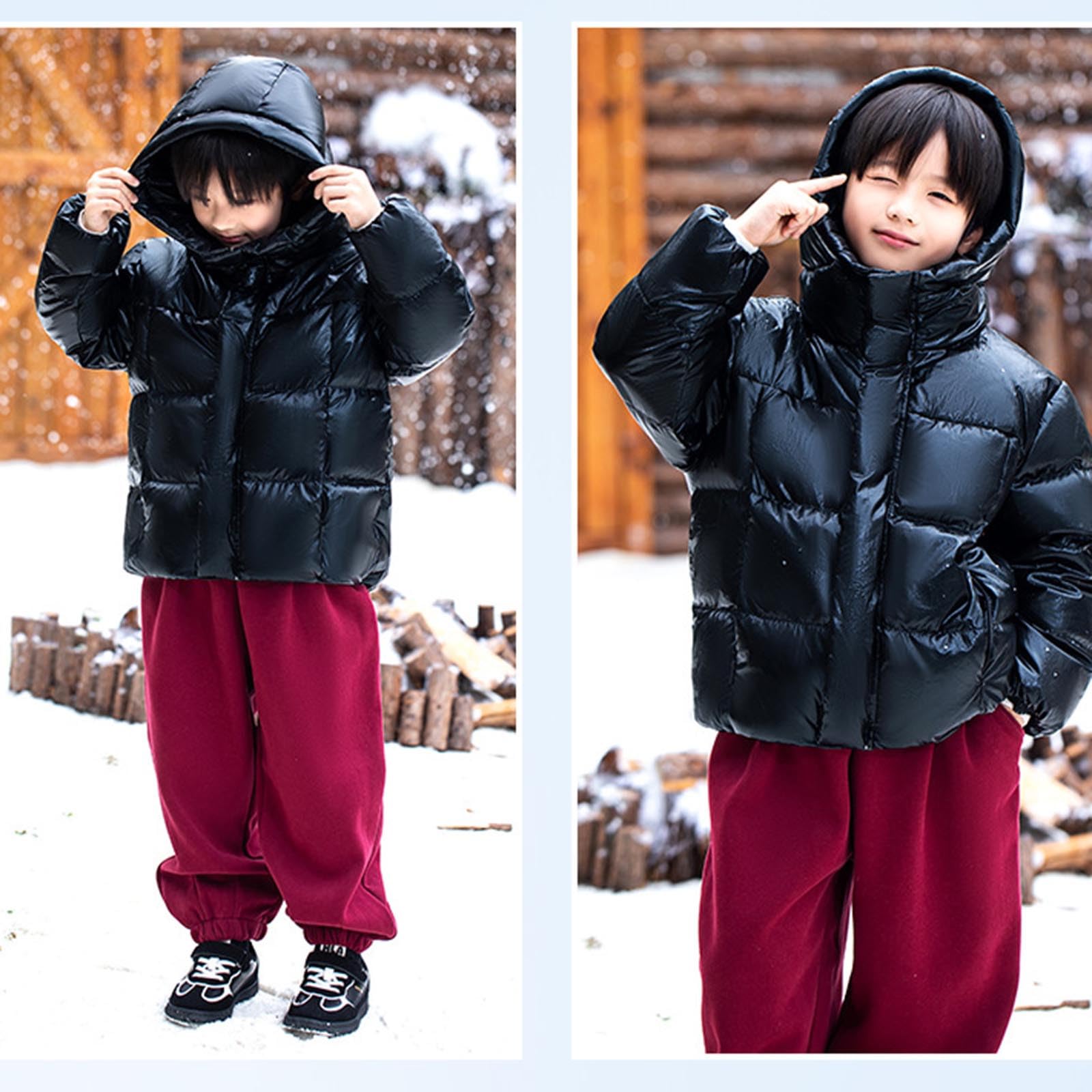 Chaqueta acolchada con capucha y cuello alto para niños y niñas, abrigo acolchado con bolsillo con cremallera, resistente al viento, grueso, cálido, para la escuela, al aire libre, casual, para