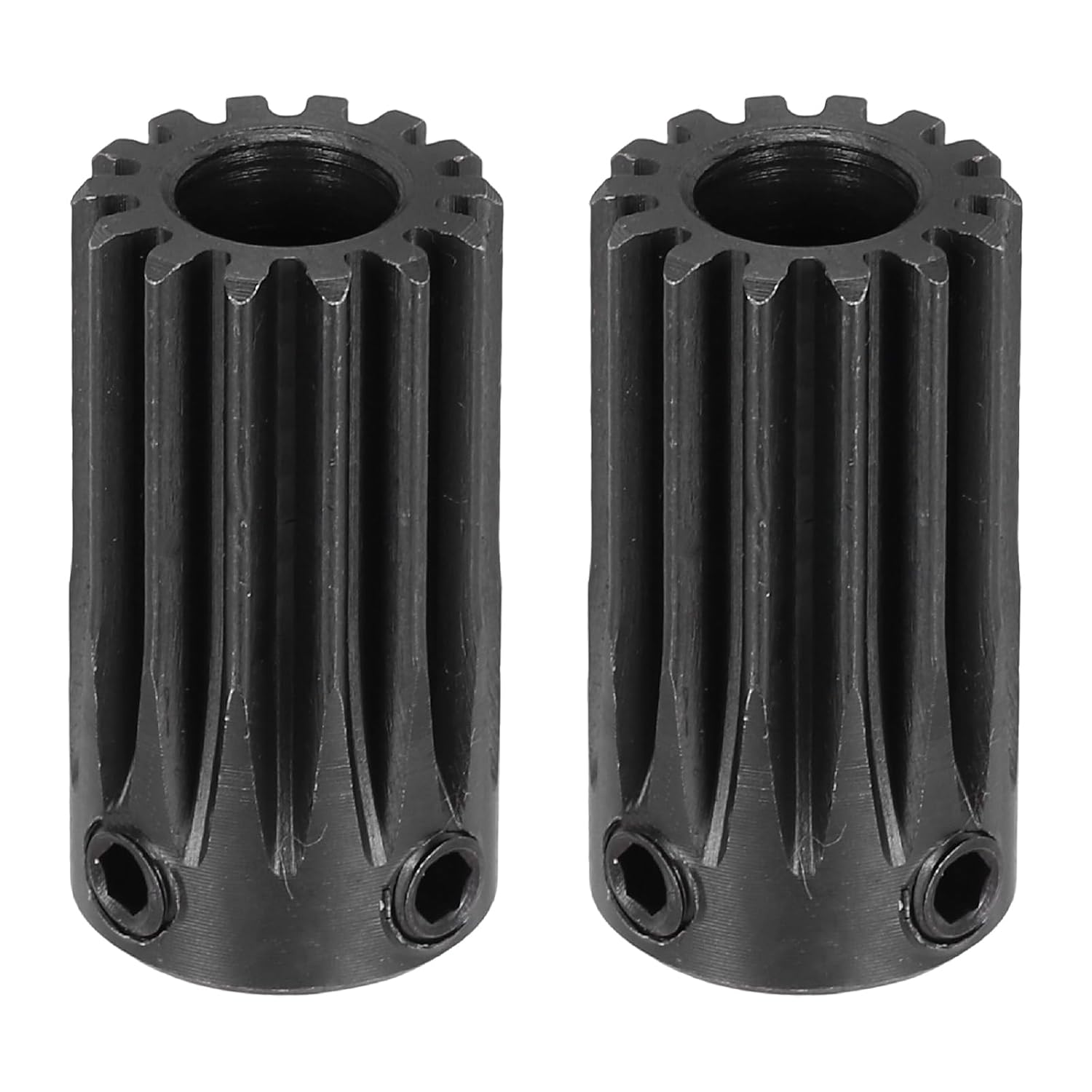 MECCANIXITY 2Pcs 1M 14T Steel Motor Pinion Gears, RC Motor Gears Fits 8mm Shaft Bore for RC Vehicles Truck Drift Remote Control Car Off-Road Crawler Parts, Black