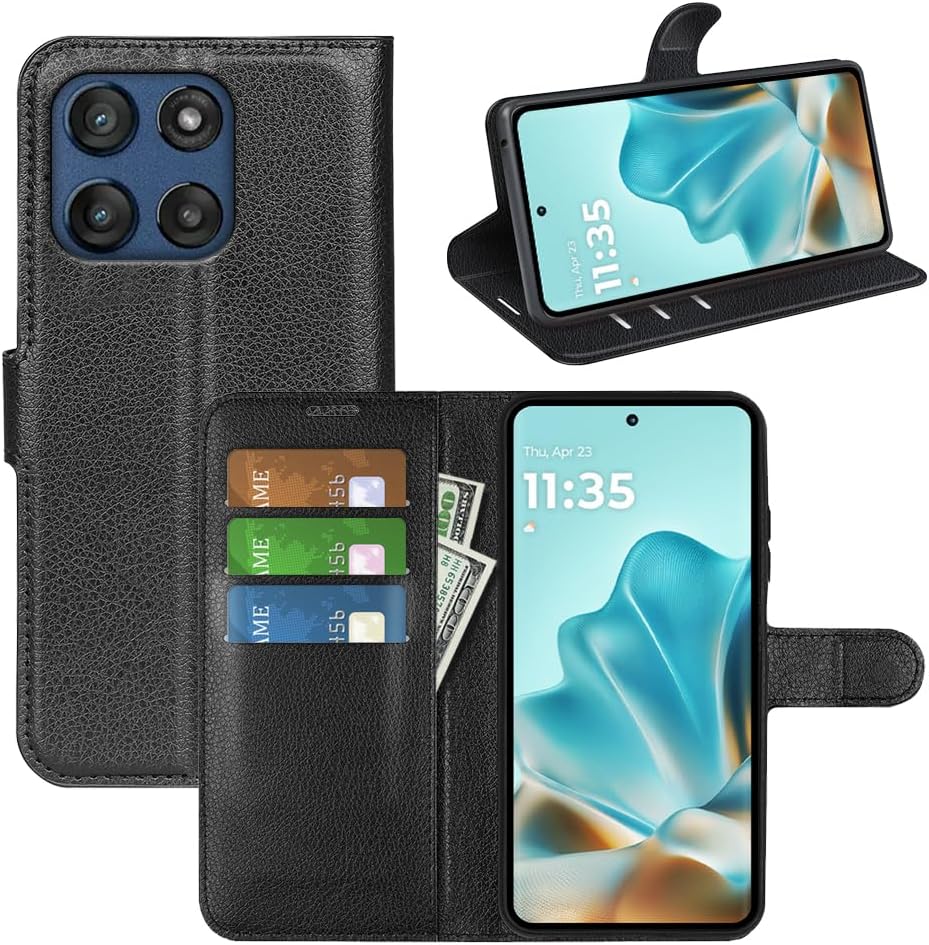 Etui do Motorola Edge 60 Fusion, wysokiej jakości skórzane etui portfelowe z klapką z silikonowym zderzakiem [podpórka] [uchwyt na karty] [klamra magnetyczna] etui na książki skórka do Motorola