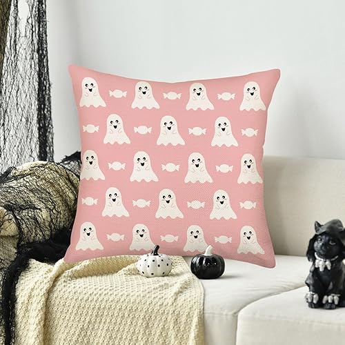 Miniatura 2 de Fukeen Fundas de almohada de Halloween con diseño de gato de truco o trato de 18 x 18 pulgadas, lindo gato con sombrero de bruja morado,