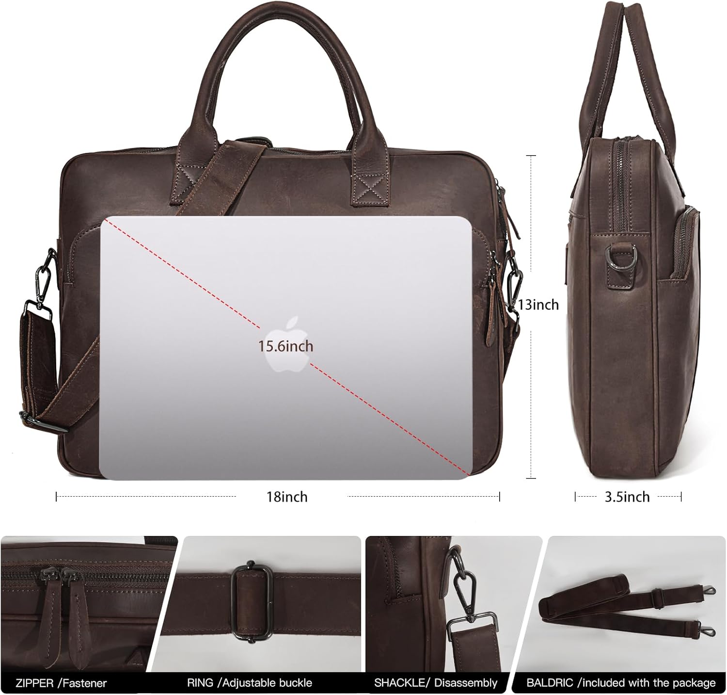 Blofinche Genuine Leather laptop briefcase 18 inch Computer Messenger shouledr work handbag Satchel bags