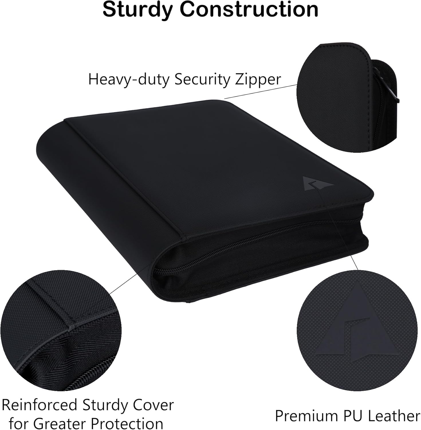 Rayvol 4-Pocket Binder for 35pt Magnetic Card Holders – Holds 40 Slabs, Top-Loading Acid-Free Pages, Zipper Album for Graded & Display Cards