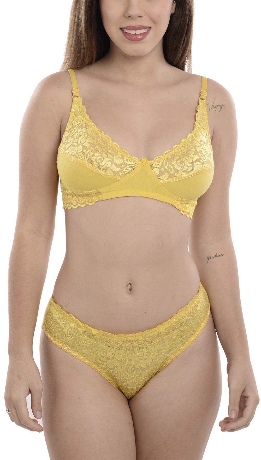 fims - fashion is my style Soft Lycra Stretchable Bra Panty Set for Women, Non-Padded, Non-Wired, Floral Print, Lingerie Set, Cup- B, Multicolor-picture-35