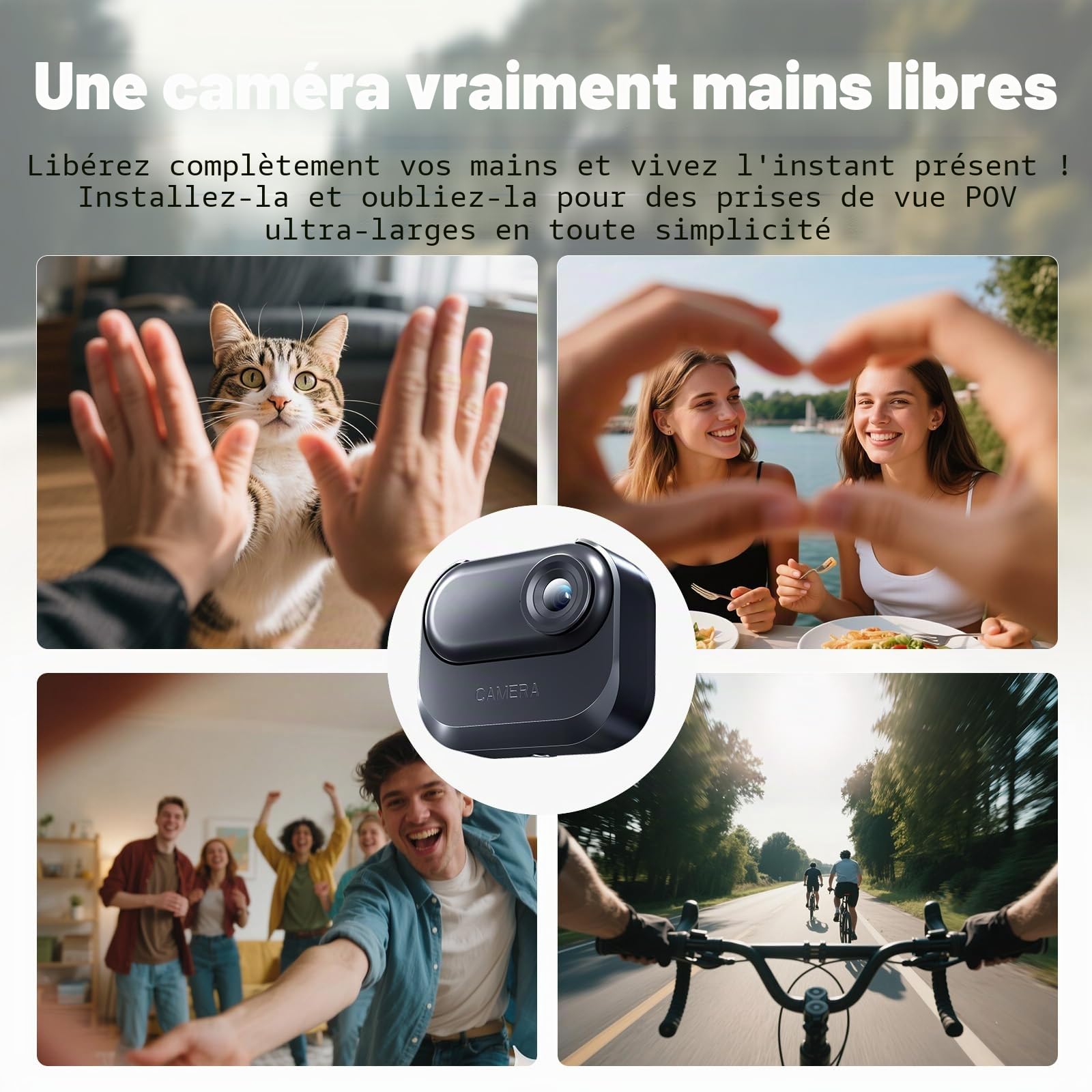 Mini caméra d'action, 64 G 1080p, Petite caméra de vlogging Portable avec Clip Rotatif à 360°, caméra POV Mains Libres avec autonomie de 150 Min, Montage n'importe où (5979)