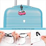 4 Étiquettes de bagages pour valises de voyage, nom du véhicule de cartoon Mots clés Silicone Etiquettes de valises ID Tag Identité des bagages de voyage ID Étiquettes Sac à main Étiquettes pour Enfants Femmes Hommes Garçons Filles