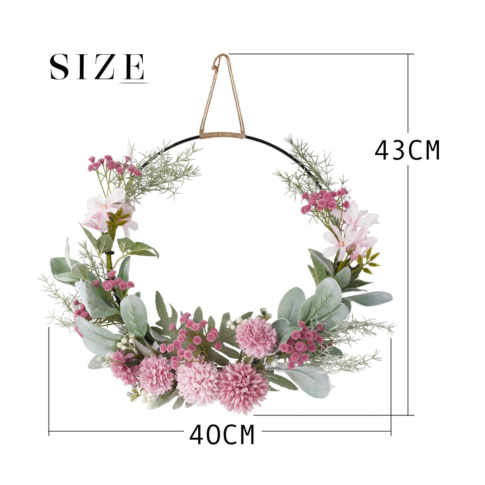 Corona Di Tulipani Primavera – Decorazione Artificiale Porta Fiori Rosa Rustico, Per Esterni E Interni