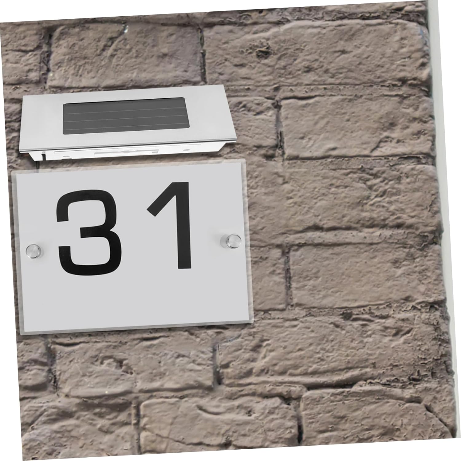 DOITOOL 4sets Solar Address Plaque Led Lighting Stainless Steel Solar House Number Sign for Outdoor Use Intelligent Light Control for Visibility House Number Display
