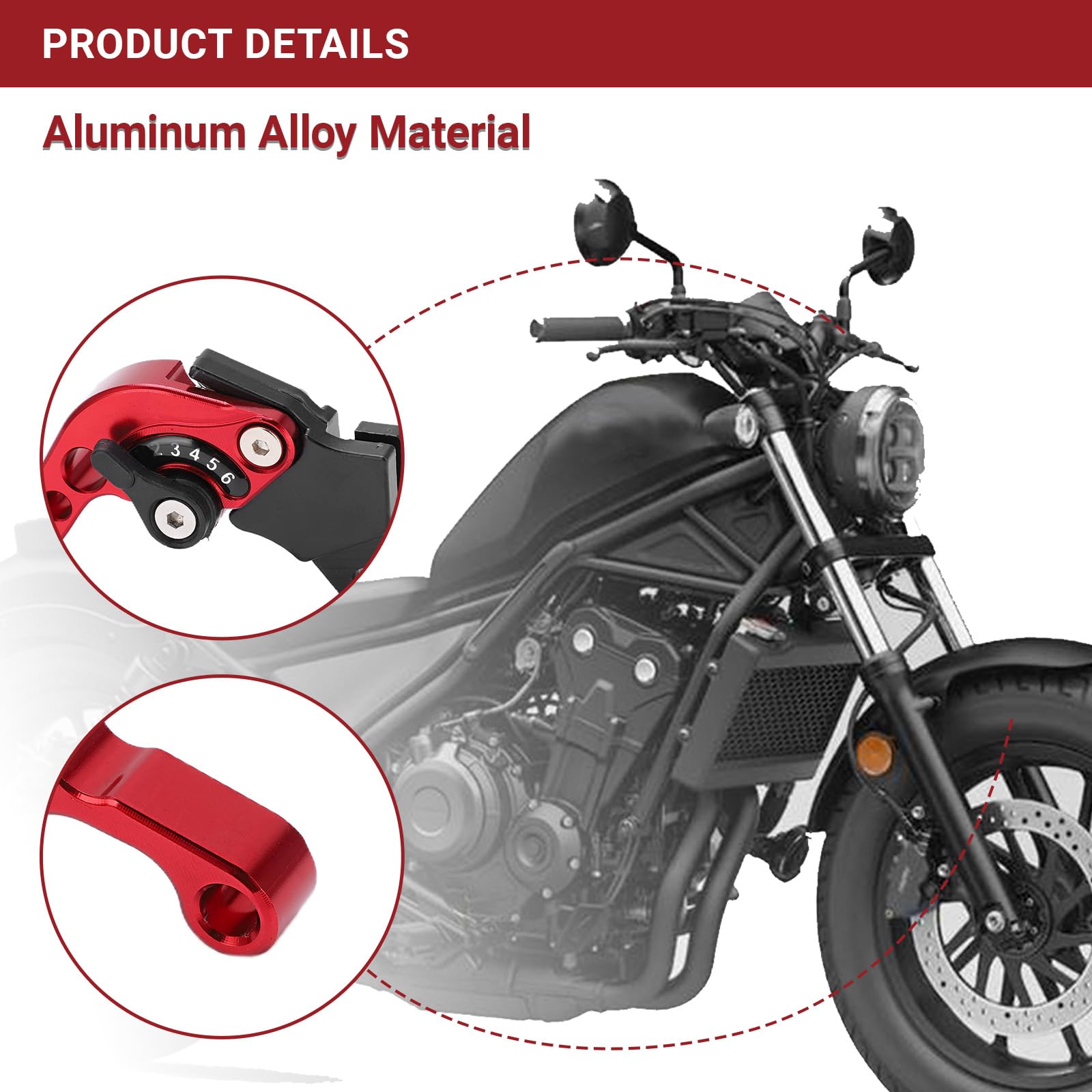 OUKENS Leva della frizione del freno, 2 pezzi Unniversal Motocicletta in lega di alluminio regolabile per dispositivo di frenatura del manubrio del manubrio(rosso)