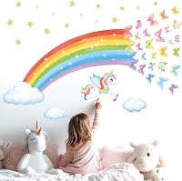 DECOWALL Szivárvány Unikornisz Falmatrica Pillangók Csillagok Felhők Gyerekszoba 2