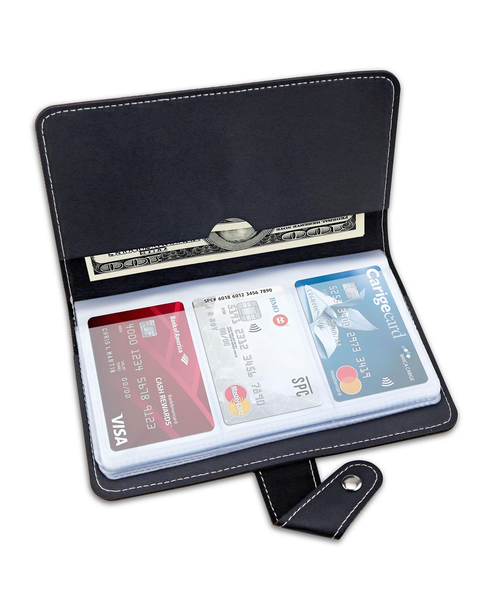 GAUENEEN Credit Card Holder, Leather Business Card Organizer with 96 Card Slots, Professional Card Book Case for Cards and Important Documents to