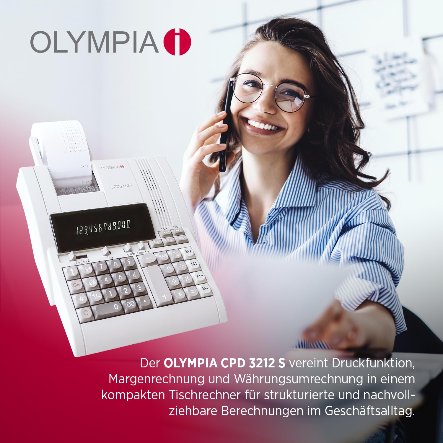 OLYMPIA CPD 3212 S Tischrechner mit Druckwerk 12-stellig Papierrolle 3 Zeilen/Sek.