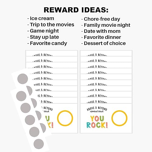Miniatura 4 de Above & Beyond Tarjetas de recompensa para niños (paquete de 20) tarjetas para raspar con calcomanías para rascar, recompensas para motivar a tus