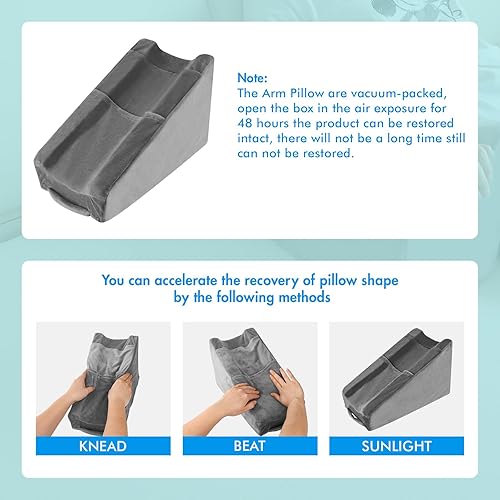 Miniatura 7 de Almohada de elevación de brazo con 2 bolsillos, almohada de elevación de cuña de brazo excelente, almohada ergonómica de apoyo para codo para