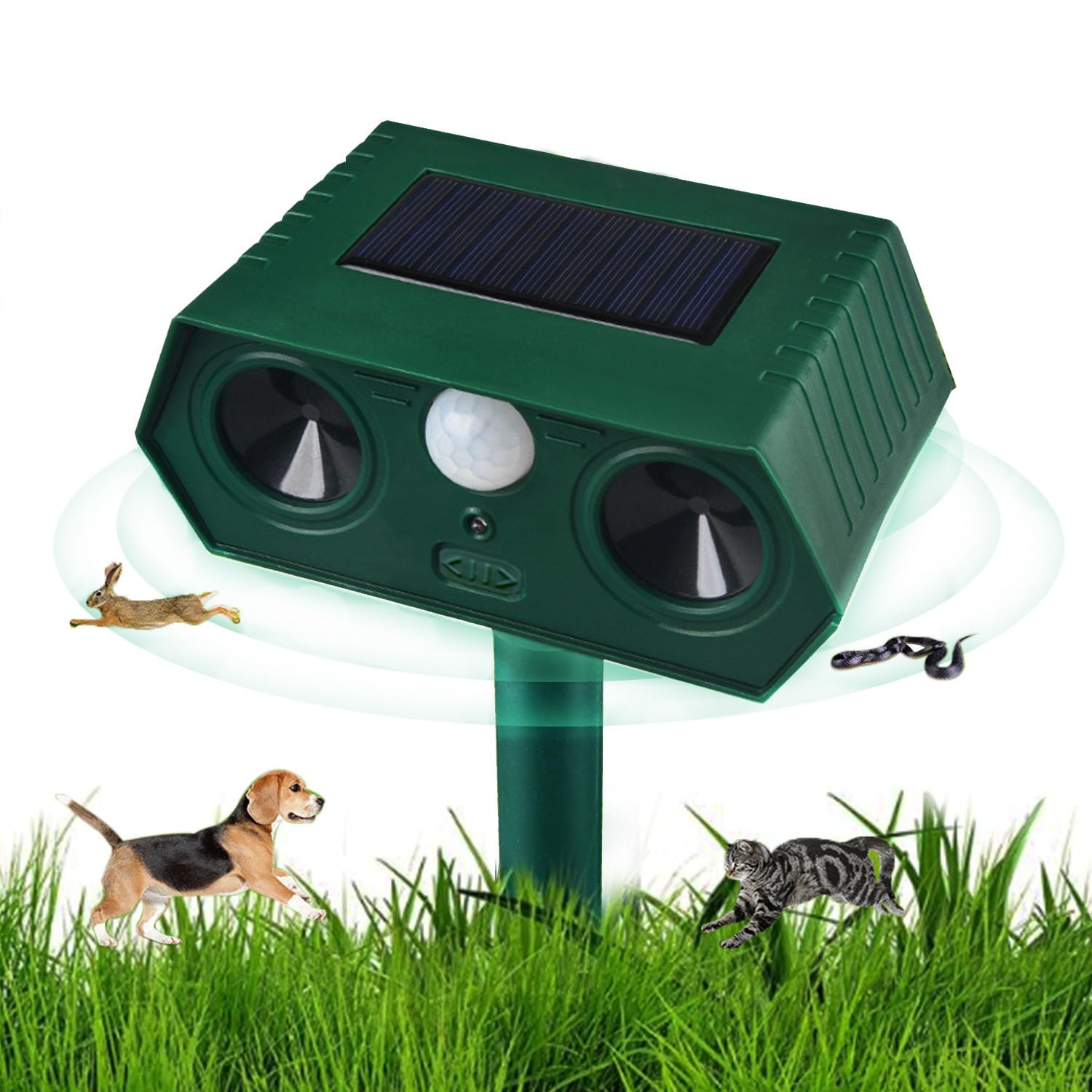 Solar cat Deterrent Animal Repeller - cat Repellent, Marten & Bird Deterrent with PIR Sensor (120° Detection Angle, 12m Range) - Waterproof, Solar-Powered for Garden, Yard, Farm — image 1