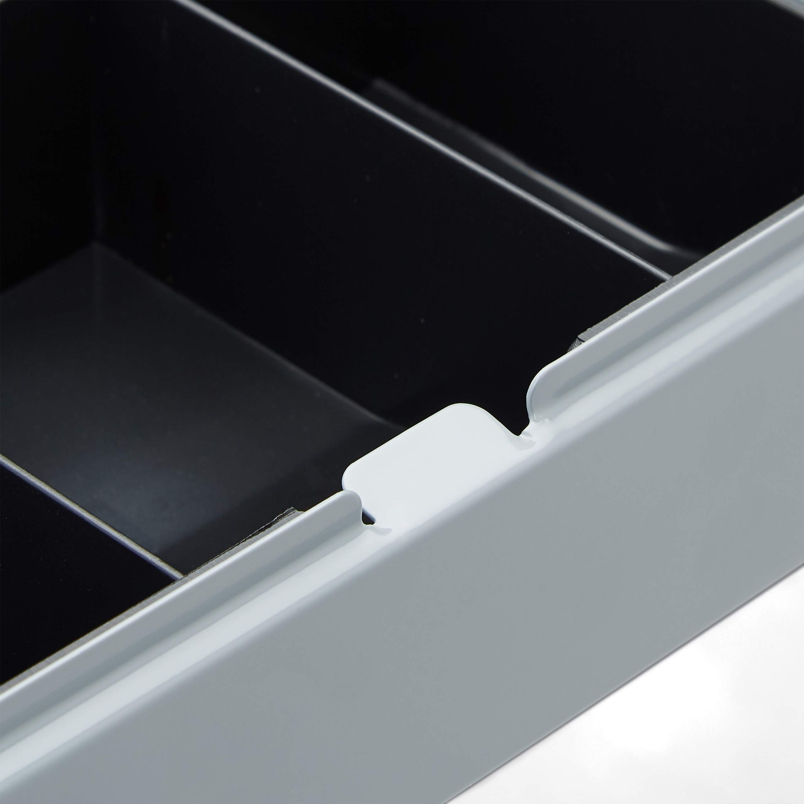 Relaxdays Cassetta di Sicurezza, Richiudibile, con Scomparto Monete, Cassaforte Mobile con 2 Chiavi,LxP 17x17 cm, Grigia