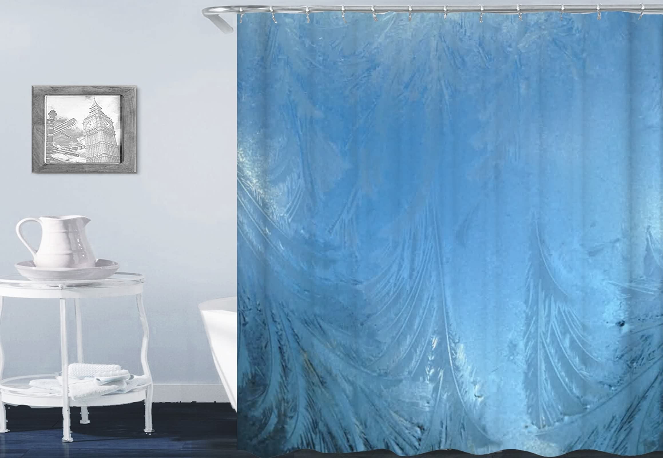 Rideau de douche imperméable 180x200cm en polyester motif neige