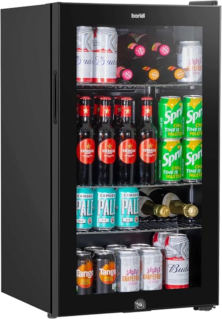 Baridi 85L Under Counter Drinks/Beer & Wine Cooler Fridge with Light, Black - DH13A