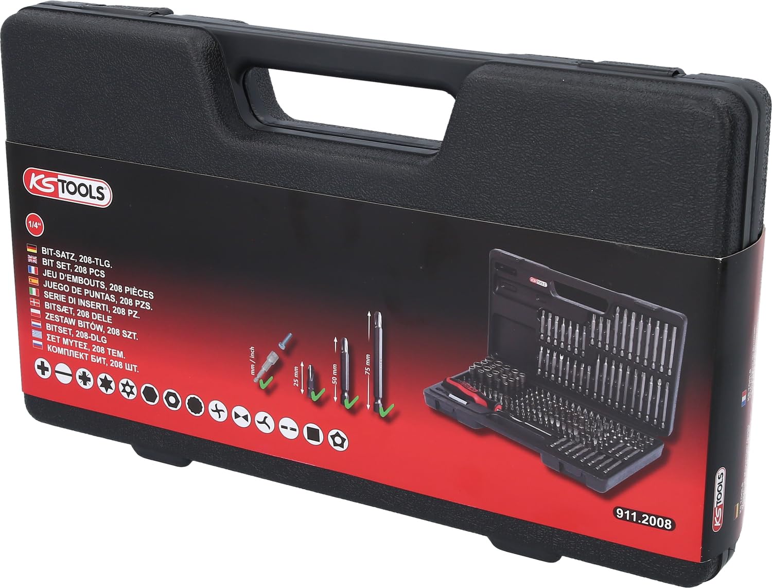 KS TOOLS jeu d'embouts 1/4", 208 pces 911.2008