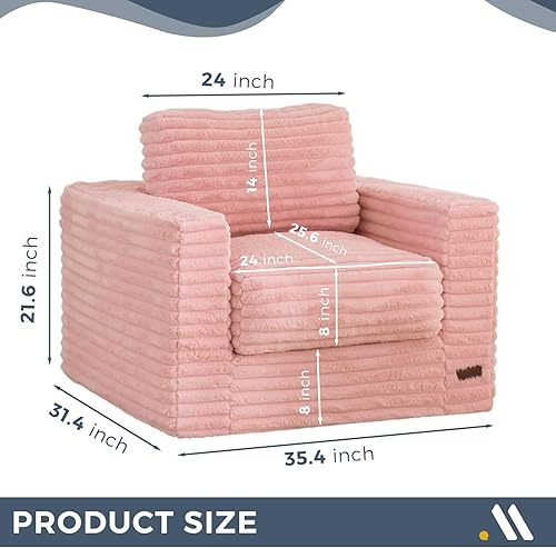 Miniatura 102 de MAXYOYO Puf gigante para adultos, sofá tapizado de suelo con almohadas y reposabrazos, puf grande de felpa, sofá para dormitorio, sala de estar,