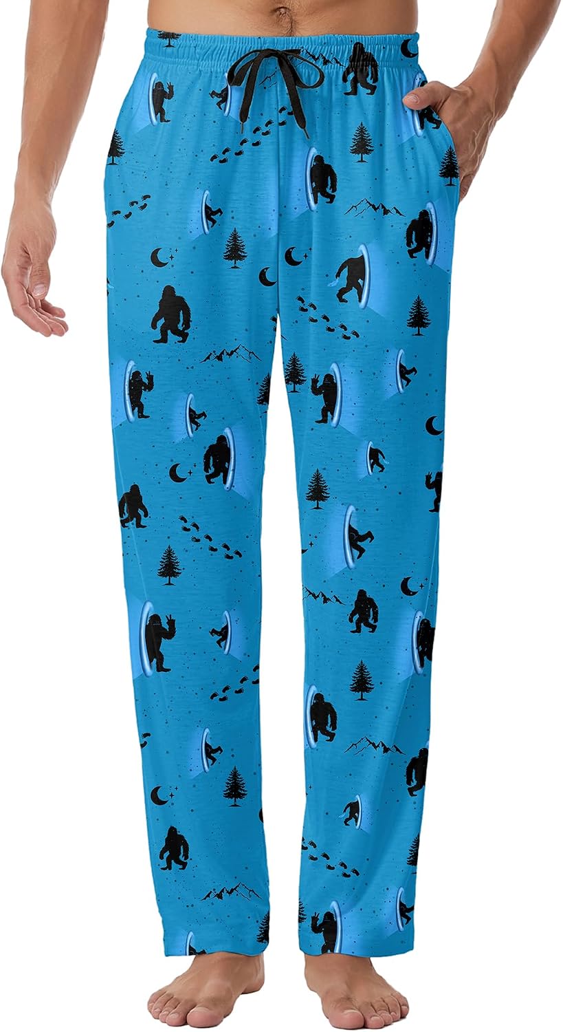 Pajama Pants for Men Printed Pajama Bottoms Drawstring Lounge Pants Sleepwear with Pockets
