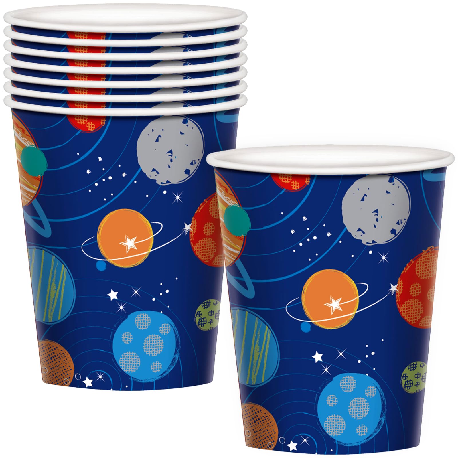 Amscan Colour (Pkt) Blast Off Birthday Paper Cups 266Ml (8 Pk)