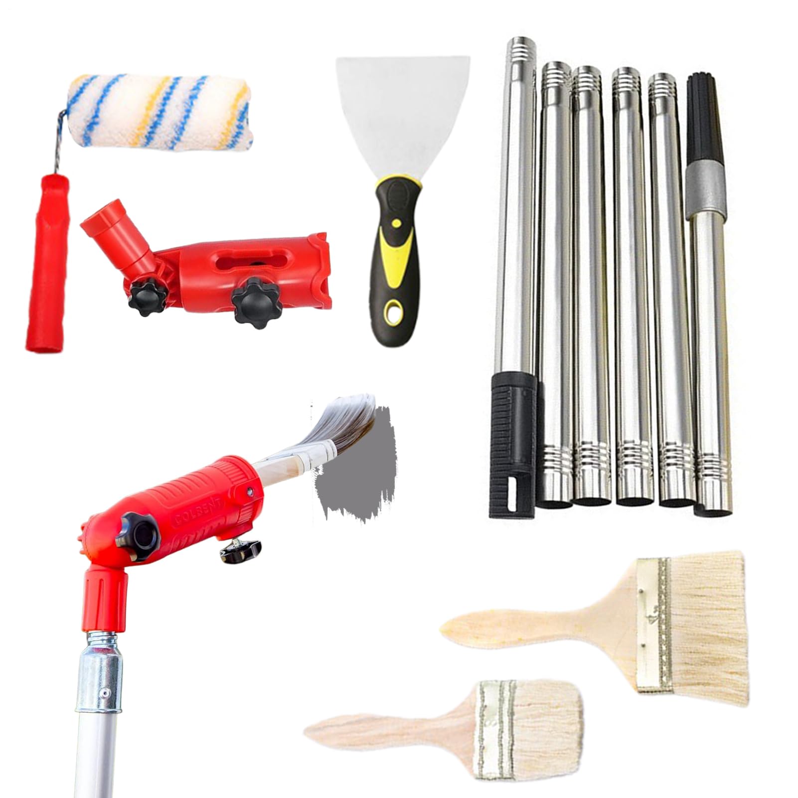 Malrollerset | Multifunktionale Malerrolle Mit Teleskopstange Und Pinsel | Renovierungsset Für Hausprojekte Dekorationen Decks Retuschen Schränke Decken Wände
