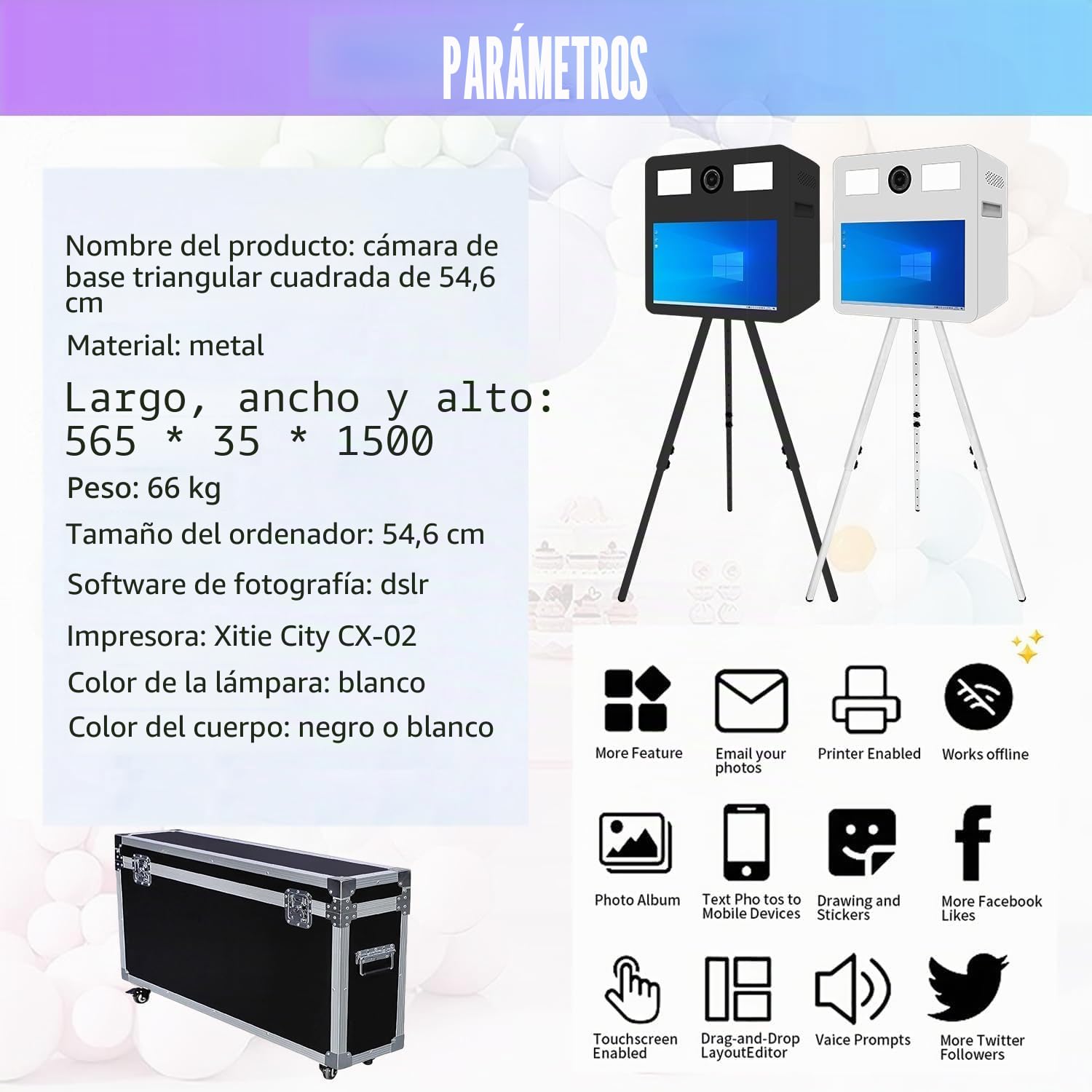 Espejo Photo Booth Magic Mirror con pantalla táctil de 21,5 pulgadas para bodas, fiestas, eventos (máquina blanca, cabina de fotos de 54,6 cm)