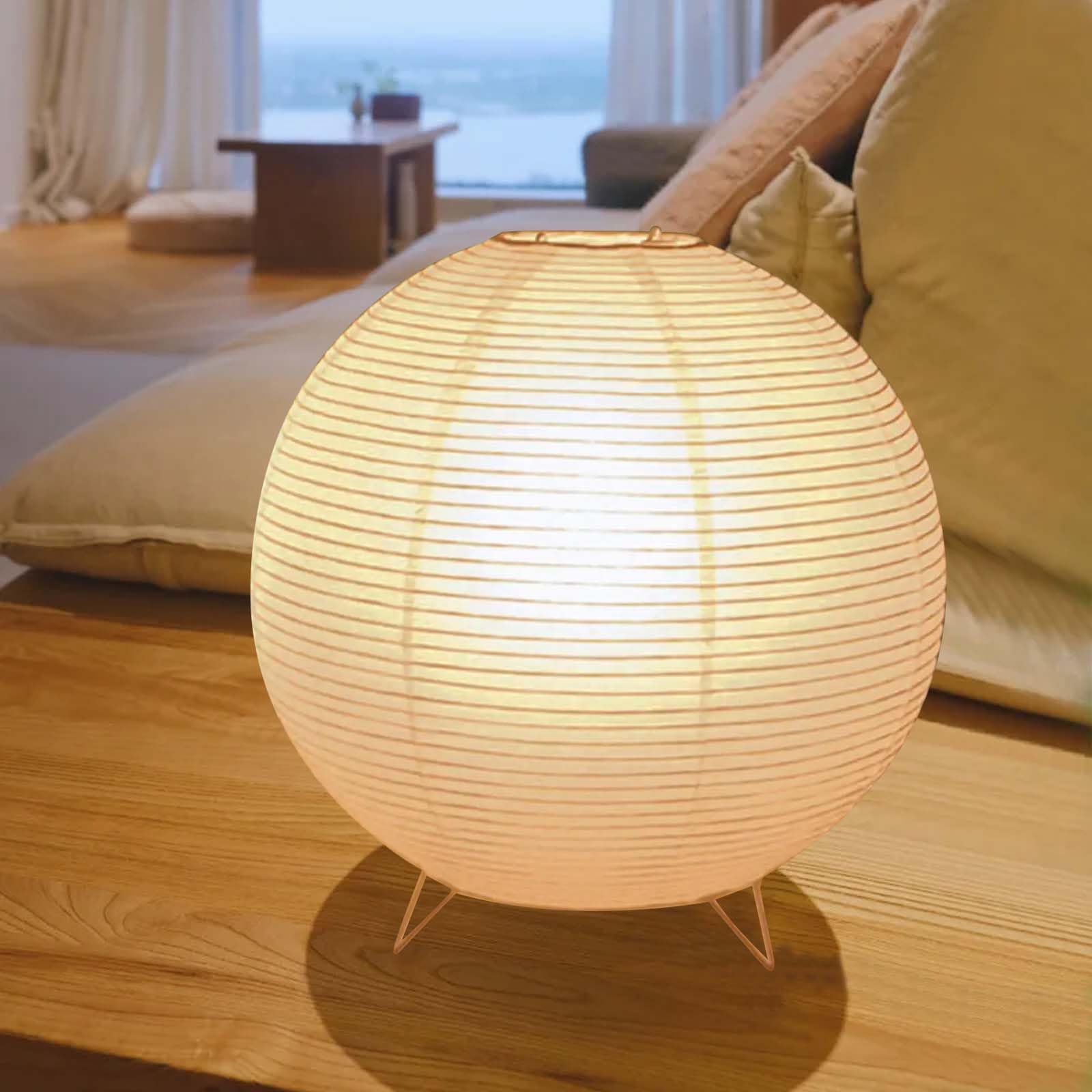 Lampada da tavolo in carta di riso, lampada da tavolo bianca, lampada da comodino, lampada da tavolo, paralume con attacco E14, interruttore e lampadina, lampada a sospensione rotonda, 1,8 m, cavo H