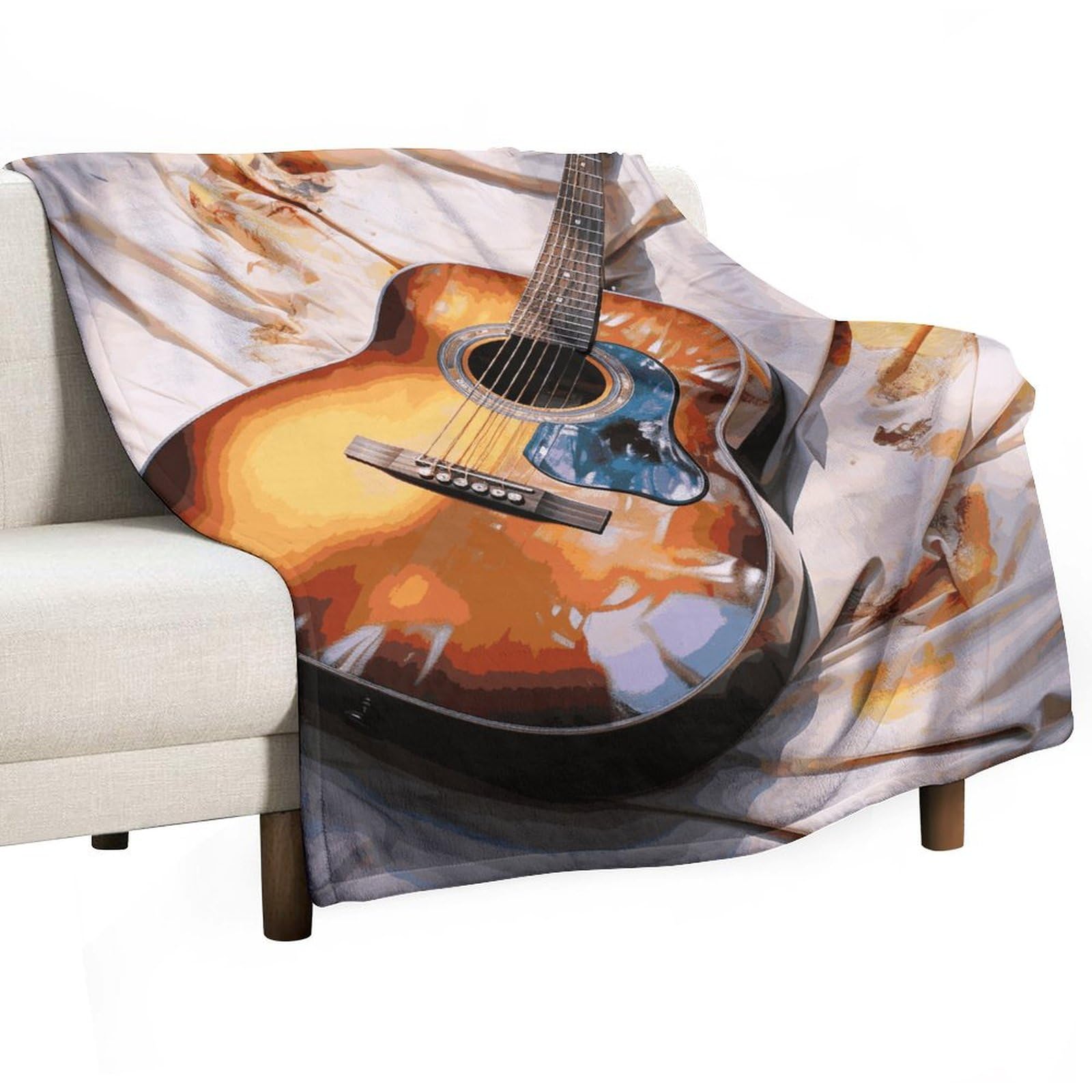 Couverture en flanelle guitare aquarelle plaid léger canapé