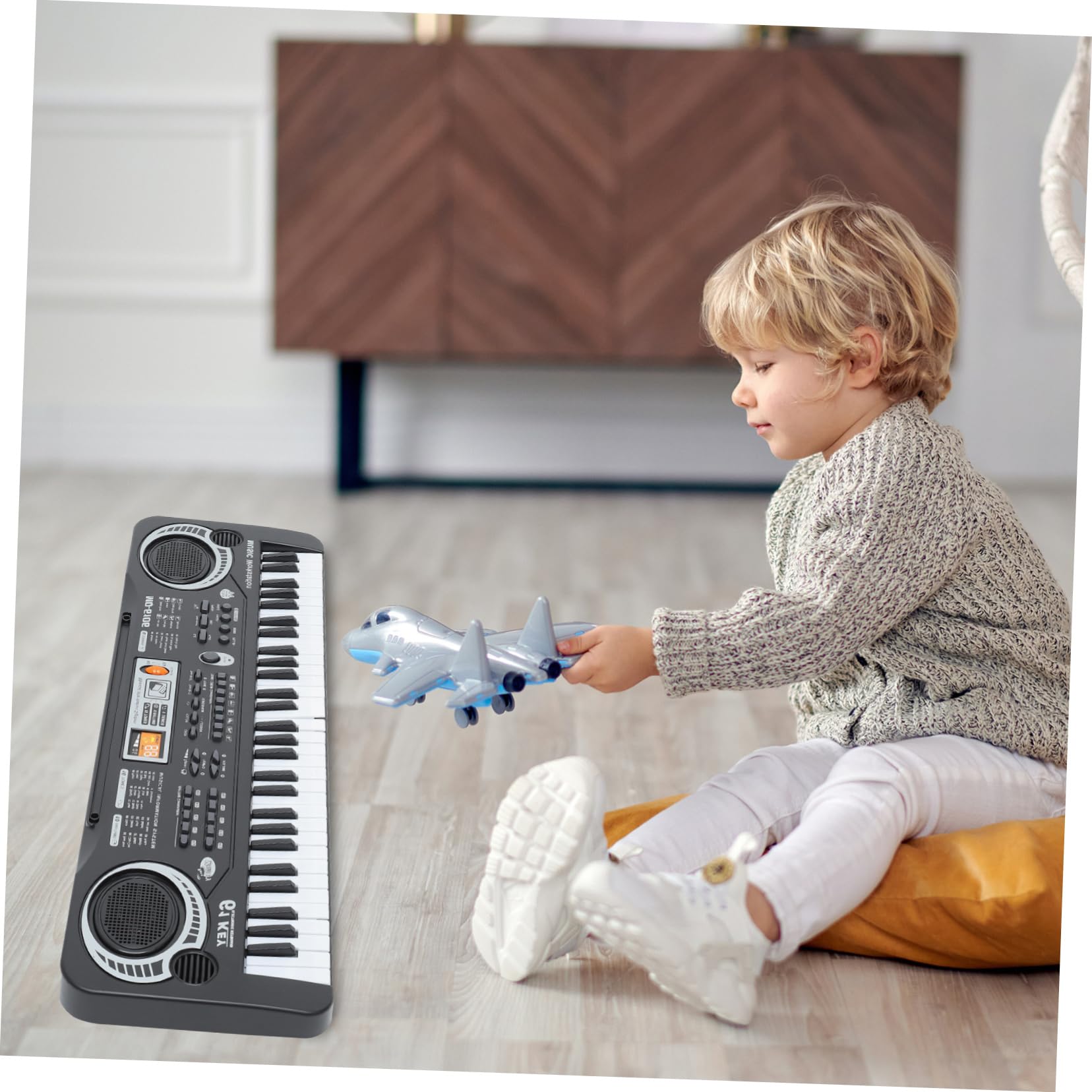 Pianola Giocattolo Elettronica 61 Tasti Abs Nera per Ragazzo Ragazza | Multifunzione per Apprendimento Musicale, Riconoscimento Vocale e Ascolto