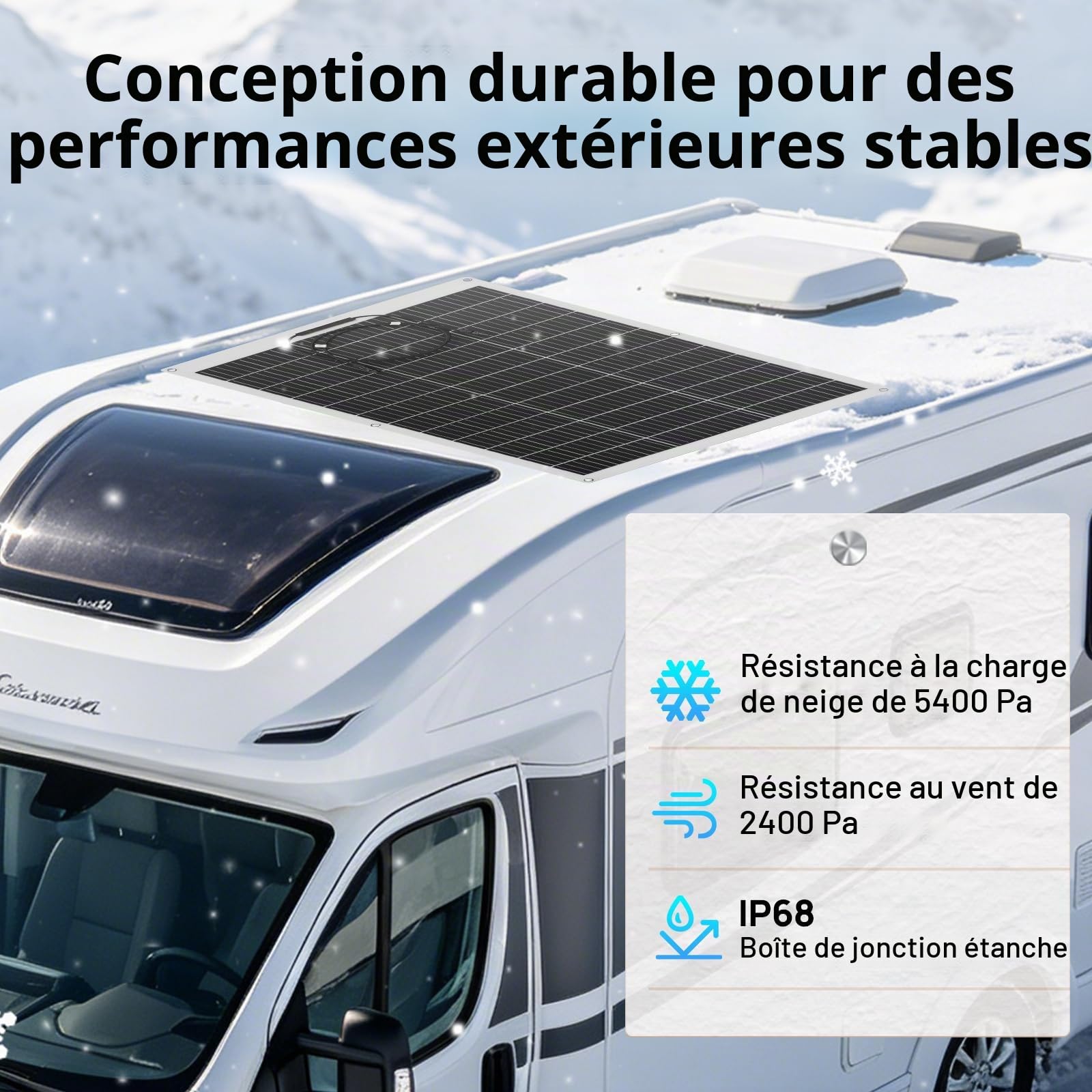 ECO-WORTHY Panneau solaire flexible 130 W type N 18BB 12 V pour camping-car