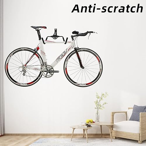 Miniatura 7 de Estante plegable de pared para bicicleta, almacenamiento horizontal para bicicletas, gancho ajustable para colgar bicicletas, soporte de gancho