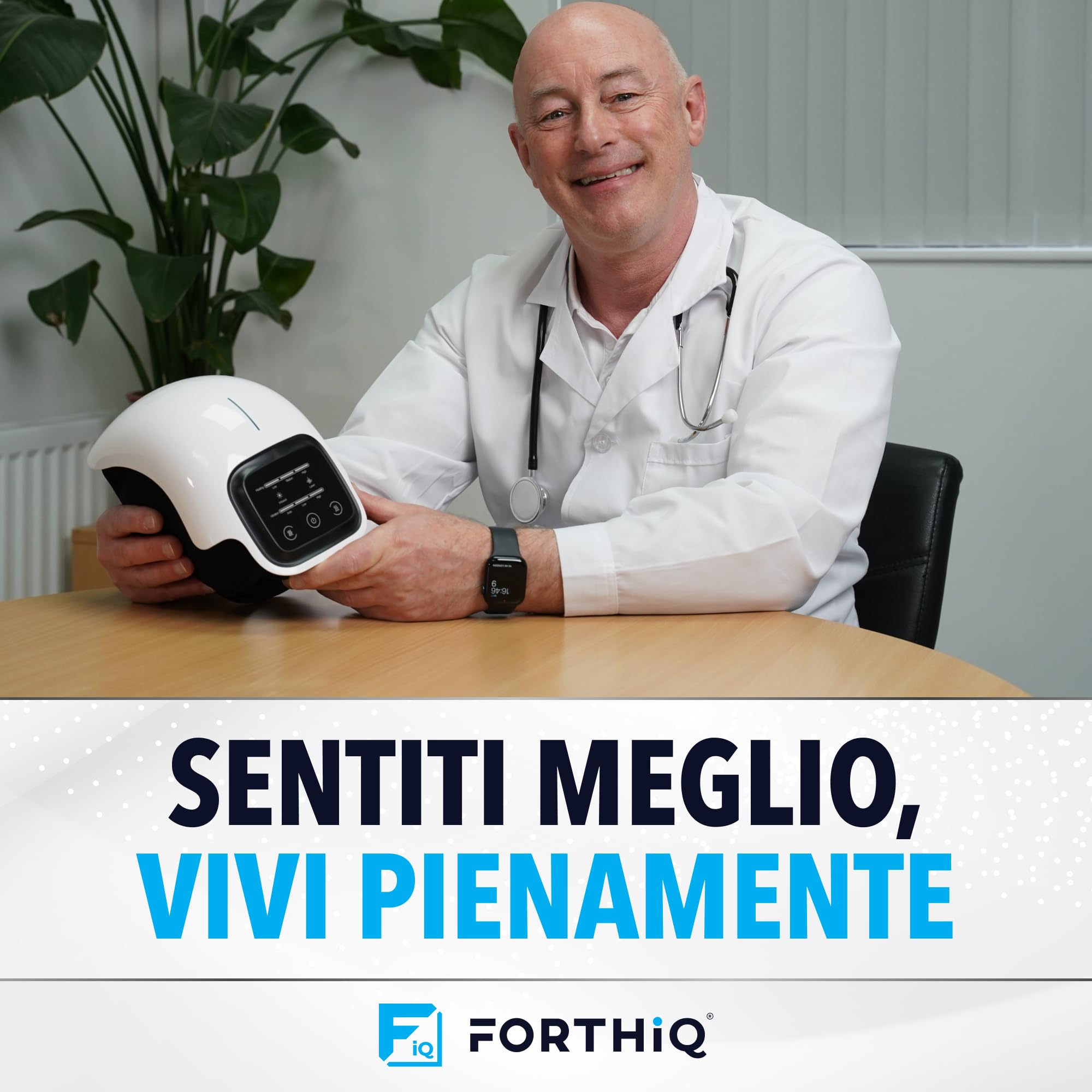 FORTHiQ Massaggiatore per Ginocchio Senza Fili, sollievo da dolore articolare, tecnologia laser infrarossi, vibrazioni terapeutiche per artrite, gonfiore, legamenti stirati e lesioni